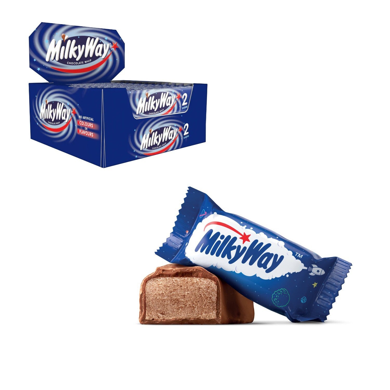 Mars Milky Way Milk 24 x 45g Chocolate Bar Nougat Kids Break Office Snack Treats