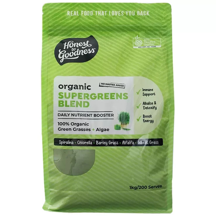 1Kg Organic Supergreens Blend Green Grasses Algae Spirulina Daily Nutrient Boost
