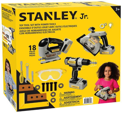 Stanley Jr. 18-Piece Role Play Toy Battery Power Tool Set Sound & Light for Kids