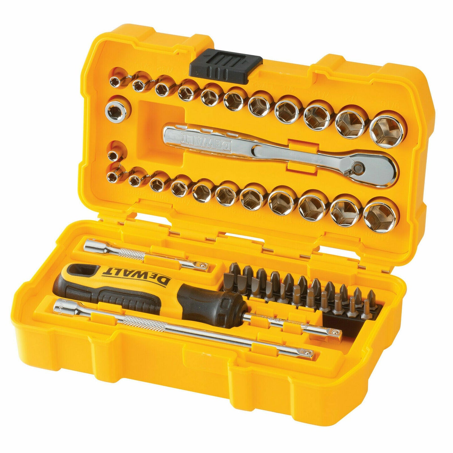 DeWALT  1/4" Drive 50 Piece Mechanics Socket Bits 72 Tooth Ratchet Tool Set Kit