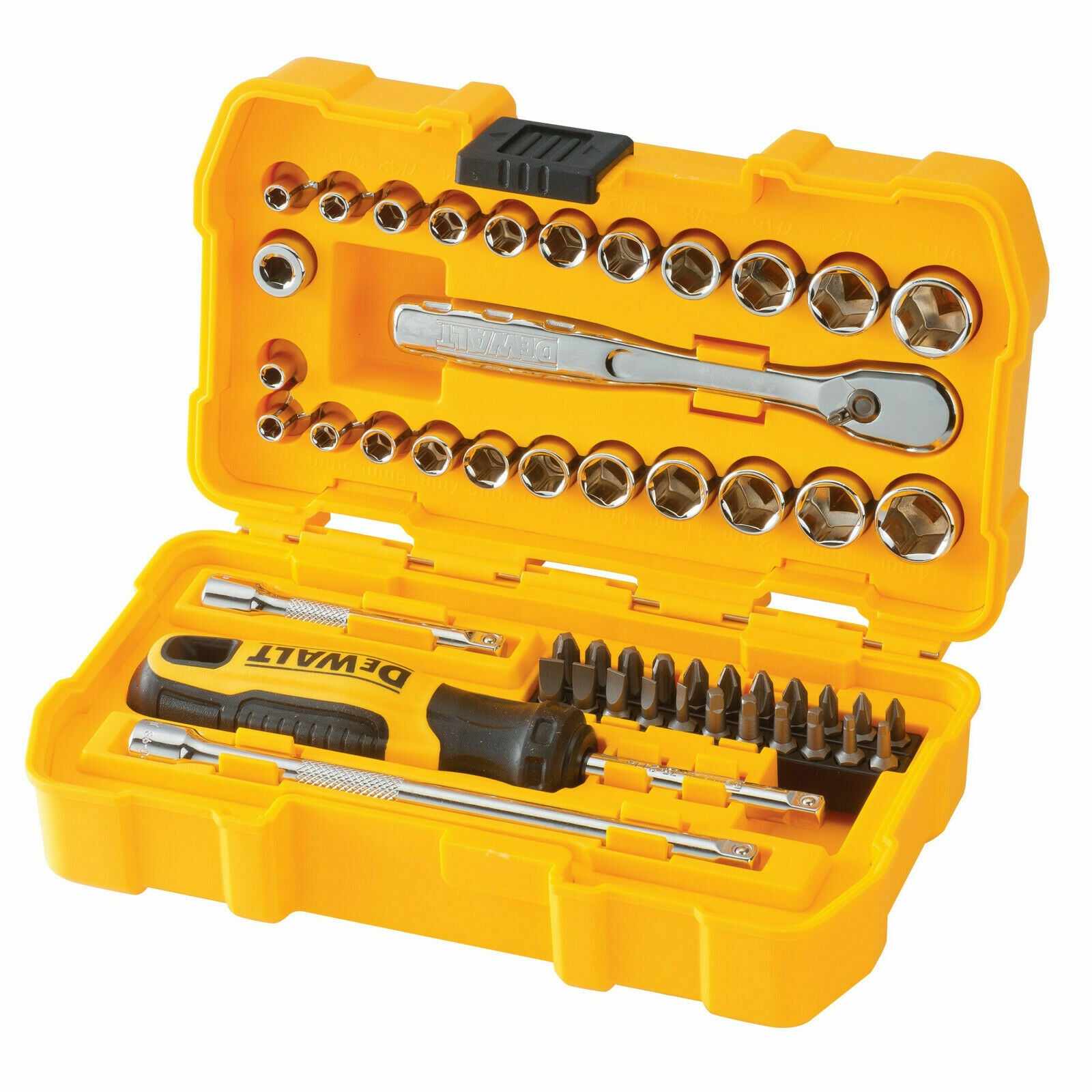 DeWALT  1/4" Drive 50 Piece Mechanics Socket Bits 72 Tooth Ratchet Tool Set Kit