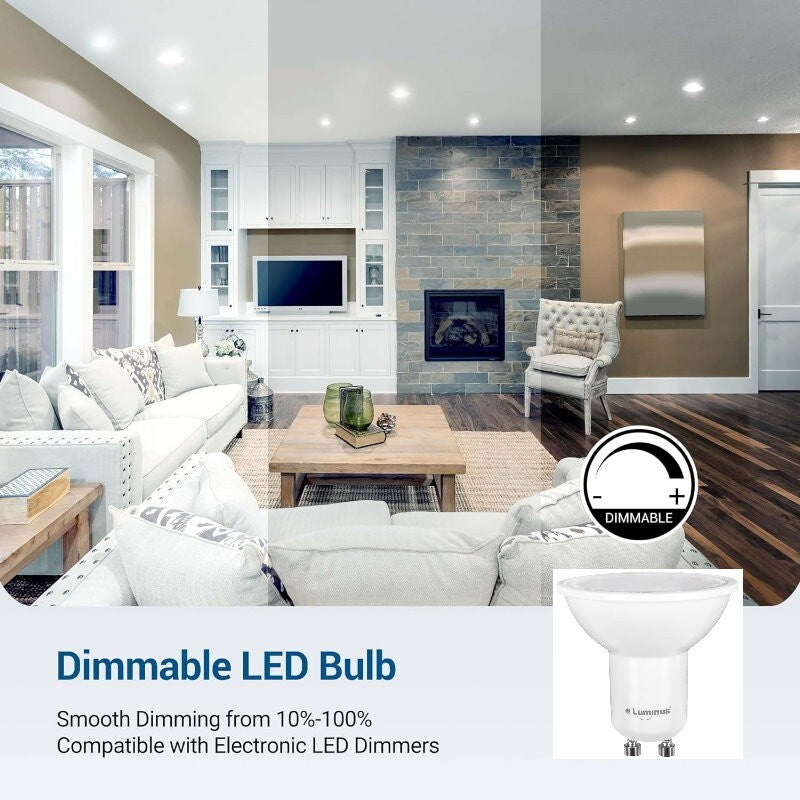Luminus 8-Pack Dimmable GU10 LED Bulb 6W 500LM 5000K Daylight Recessed Downlight