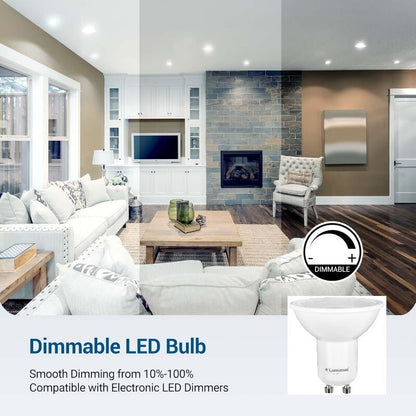 Luminus 8-Pack Dimmable GU10 LED Bulb 6W 500LM 5000K Daylight Recessed Downlight