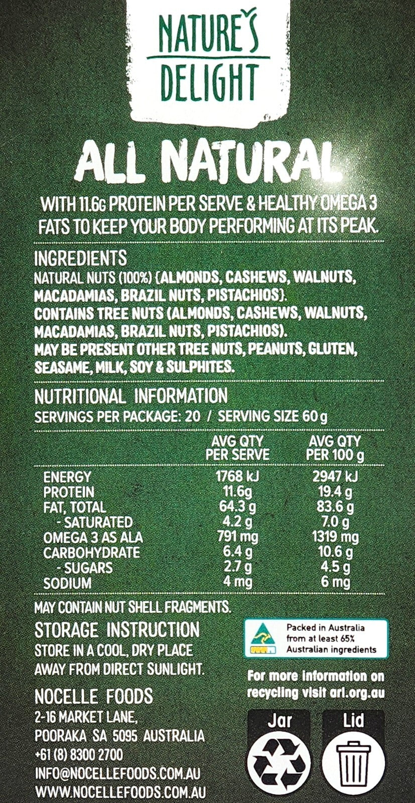 Mixed Dried Raw Australian Unsalted Nuts All Natural Gluten Free Vegan 1.2kg