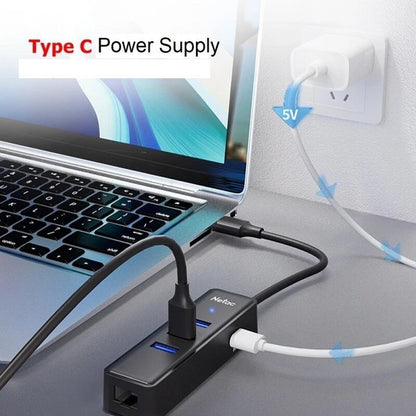 Netac 5-in-1 USB 3.0 Hub with 1000Mbps Gigabit RJ45 & Type-C Power Supply