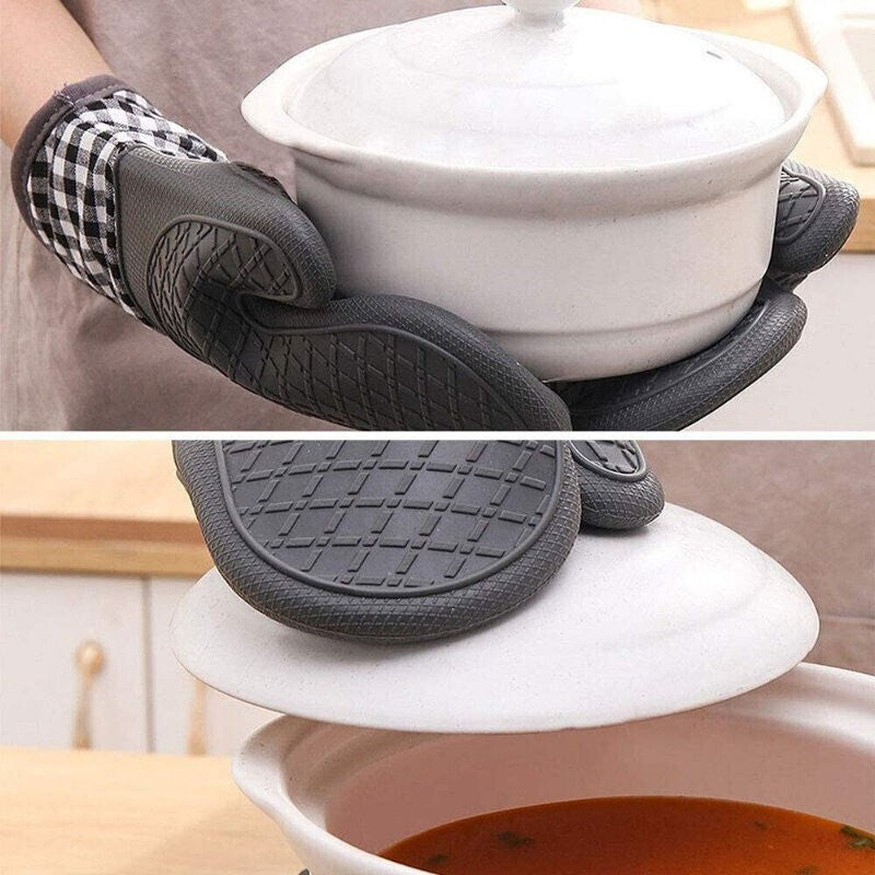 Ankway Silicone Oven Gloves and Pot Holders Set W/ Quilted Liner Heat Resistant