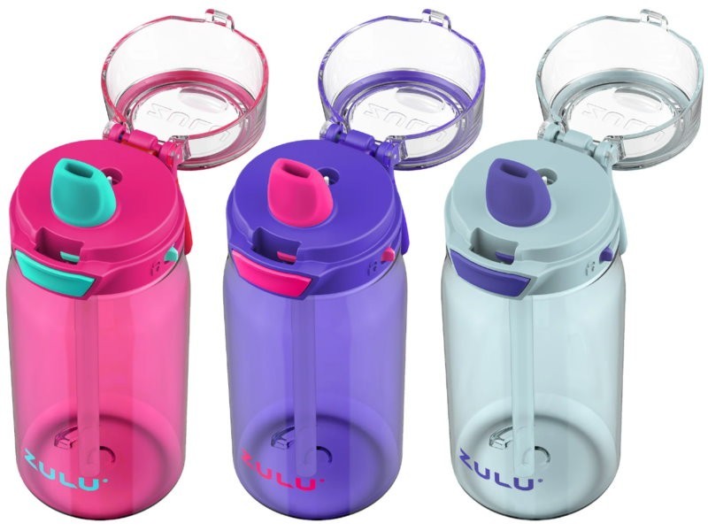 ZULU 3-Pack Kids Flex Tritan Water Bottle Set 16 oz / 473 ml for Boys or Girls
