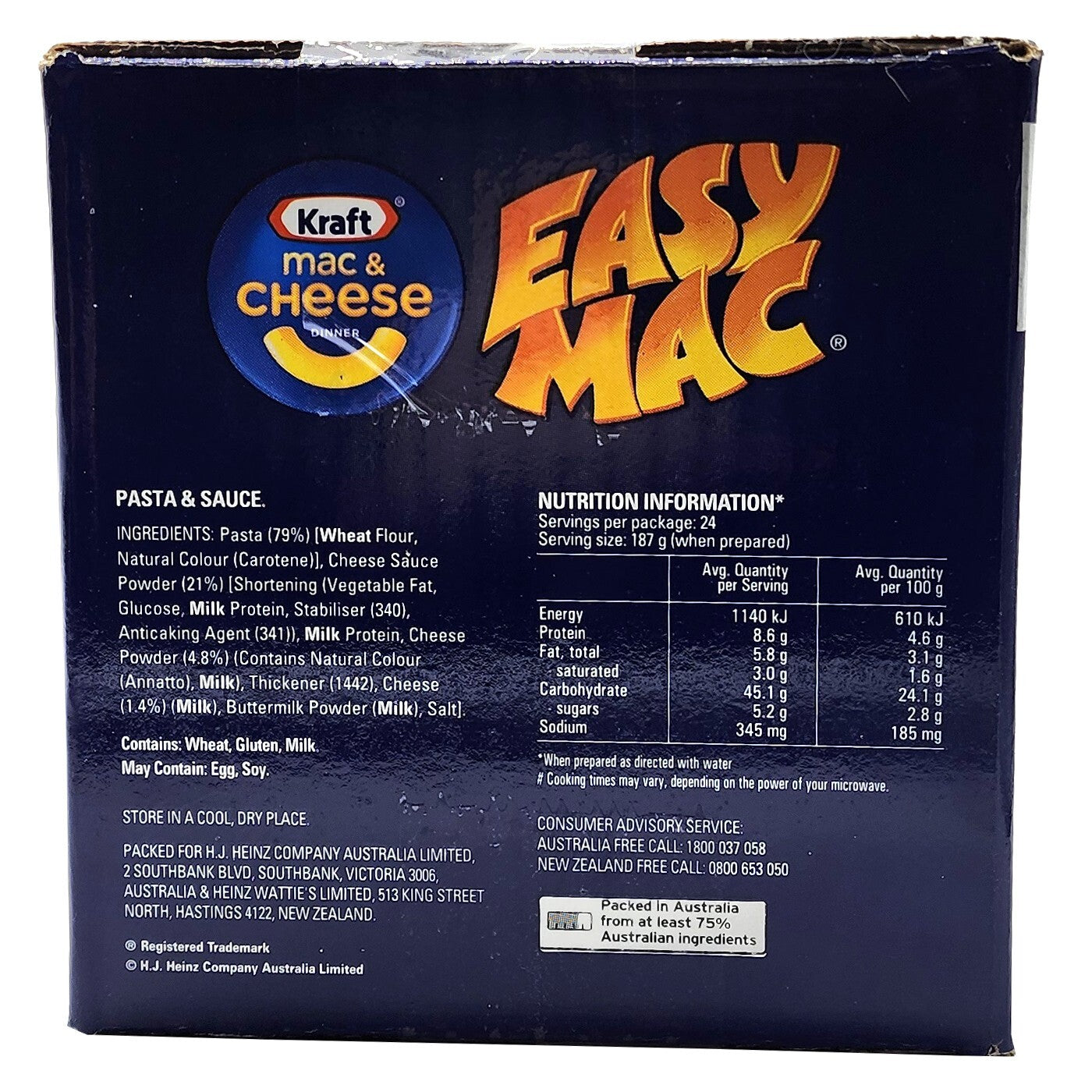Kraft Easy Mac & Cheese Microwave Macaroni Pasta Classic Cheese Dinner 24 x 70g