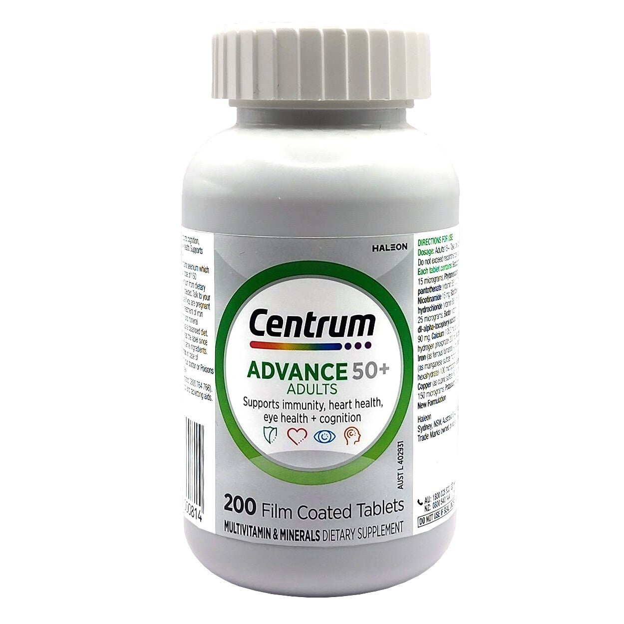 Centrum Advance 50+ For Adults Multivitamin Minerals Dietary Supplement 200 Tabs