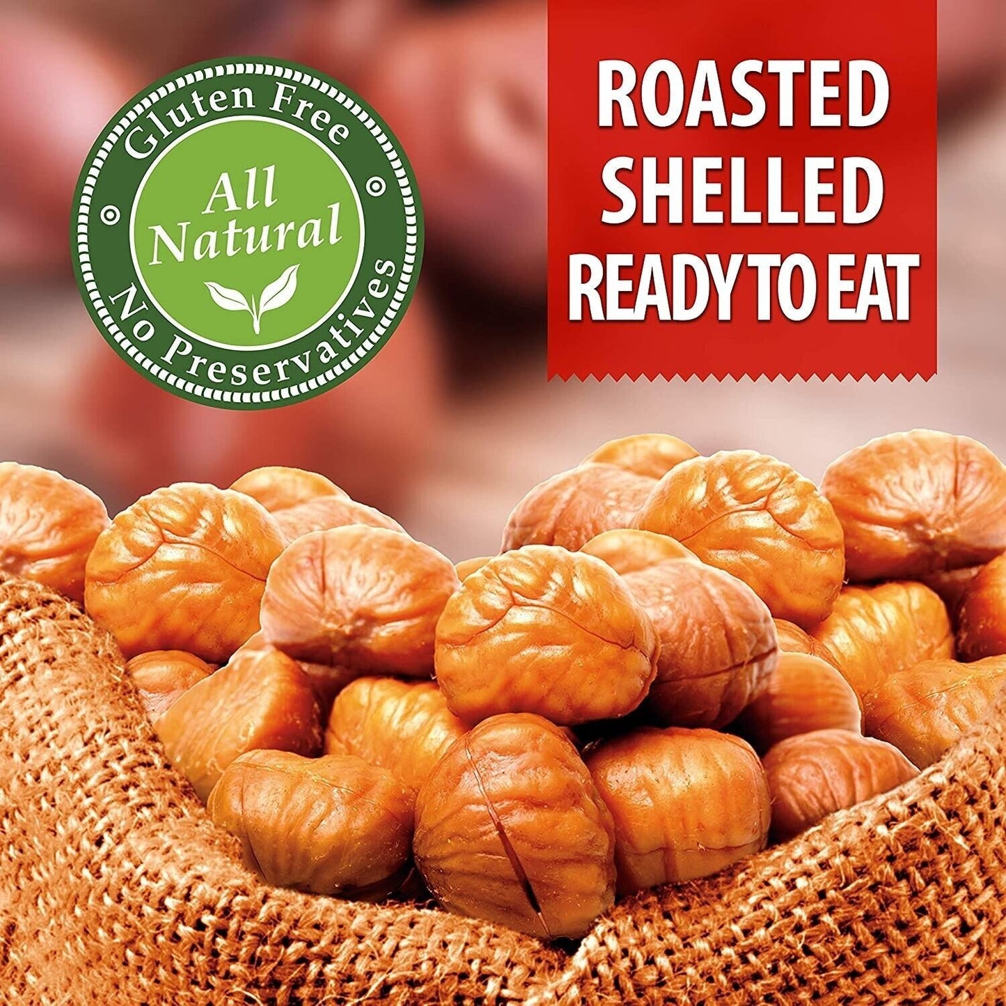 Organic Roasted Chestnuts 10x100g Shelled & Ready to Eat Snack Vegan Gluten Free