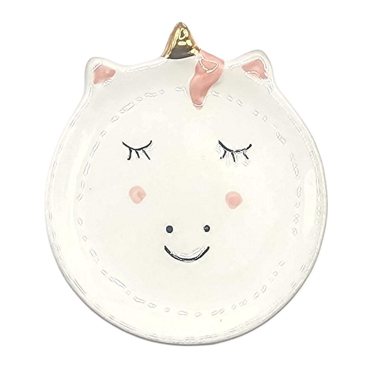 Small White Unicorn Trinket Dish Ceramic Ring Jewellery Holder Kids Food Dish 4"