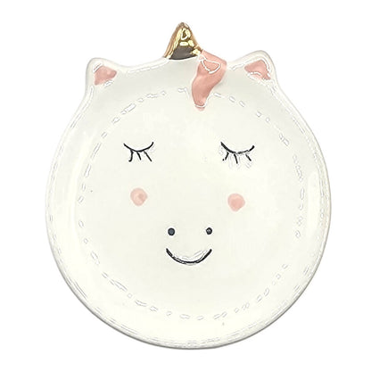 Small White Unicorn Trinket Dish Ceramic Ring Jewellery Holder Kids Food Dish 4"