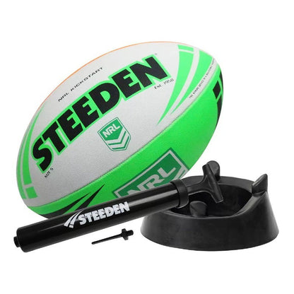 Steeden NRL Starter Pack Rugby League Football Size 5 with Pump, Kicking Tee