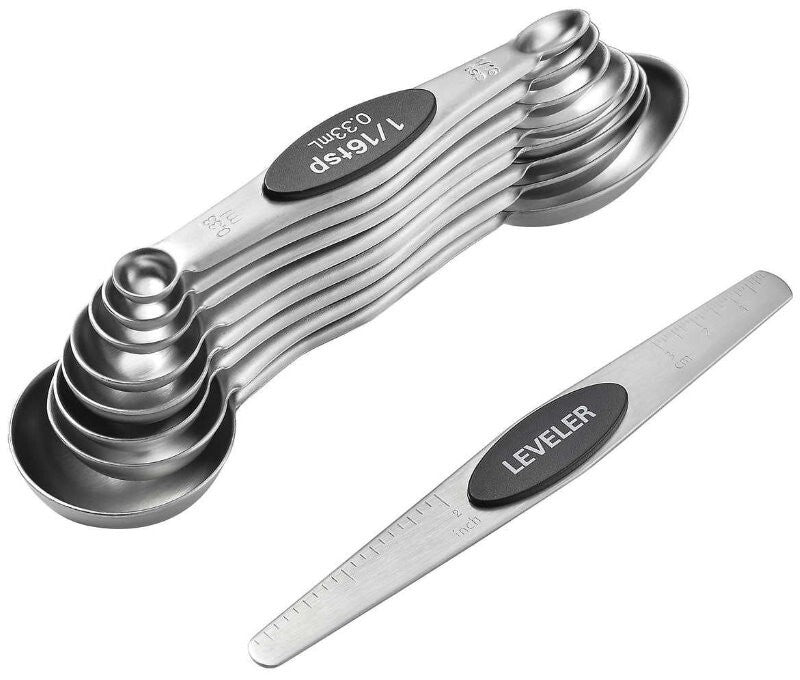 MIU France 15 Pieces 304 18/8 Stainless Steel Magnetic Measuring Cups and Spoons