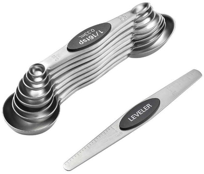 MIU France 15 Pieces 304 18/8 Stainless Steel Magnetic Measuring Cups and Spoons
