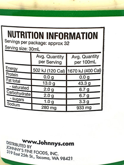 Johnnys Organic Ranch Style Salad Chicken Vegetable Dressing Sauce USA 946mL