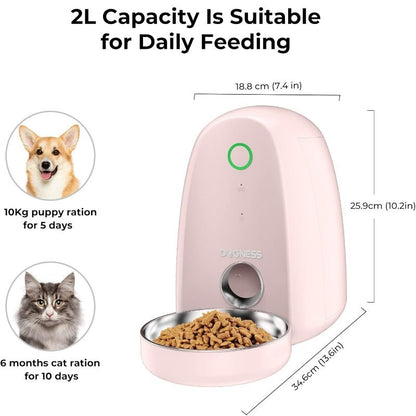 DOGNESS F05 App Smart Pet Dog/Cat Feeder Mini 2L with Microphone for Small Pets