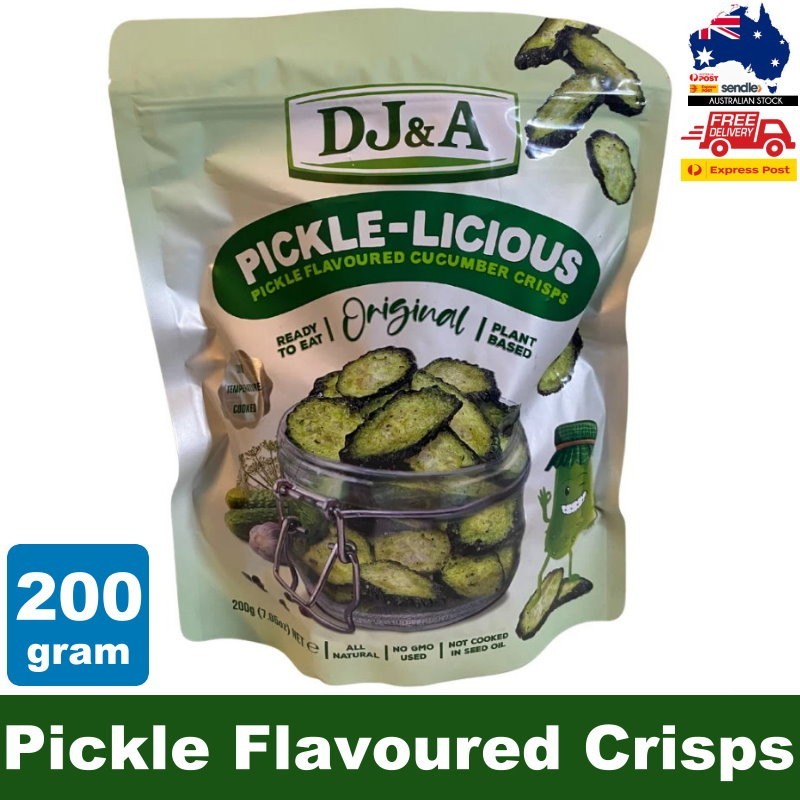 DJ&A Original Pickle-Licious Pickle Flavoured Cucumber Crisps Plant Based 200g