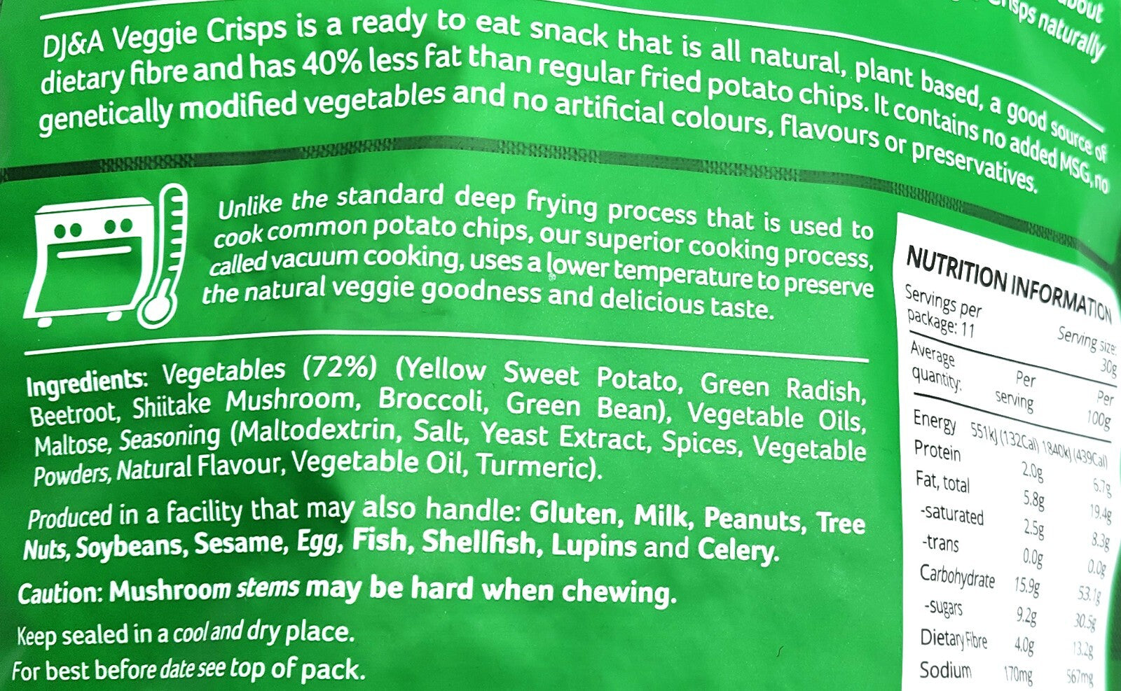 Veggie Mix Sweet Potato Radish Beetroot Shiitake Mushroom Broccoli Crisps 330g