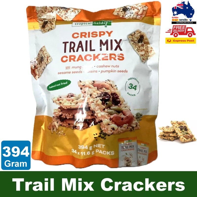 Tropical Fields 34-Pack Crispy Baked Trail Mix Crackers with Nuts and Seeds 394g