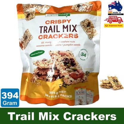 Tropical Fields 34-Pack Crispy Baked Trail Mix Crackers with Nuts and Seeds 394g