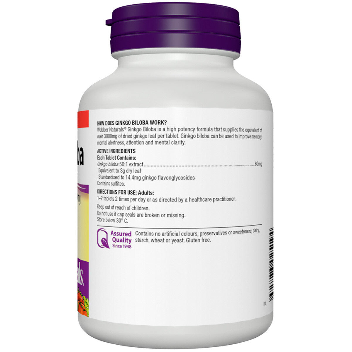Webber Natural Ginkgo Biloba 250 Tablet 60mg Improve Memory and Metal Alertness