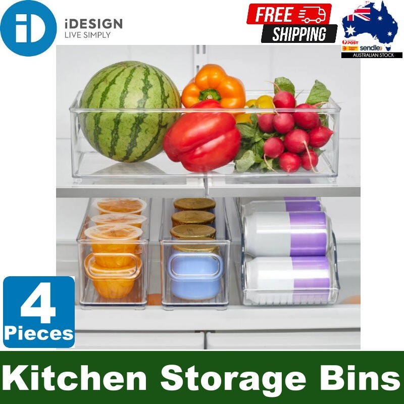iDesign 4-Piece Kitchen Fridge Organiser Storage Bins Set BPA-free, Visibility