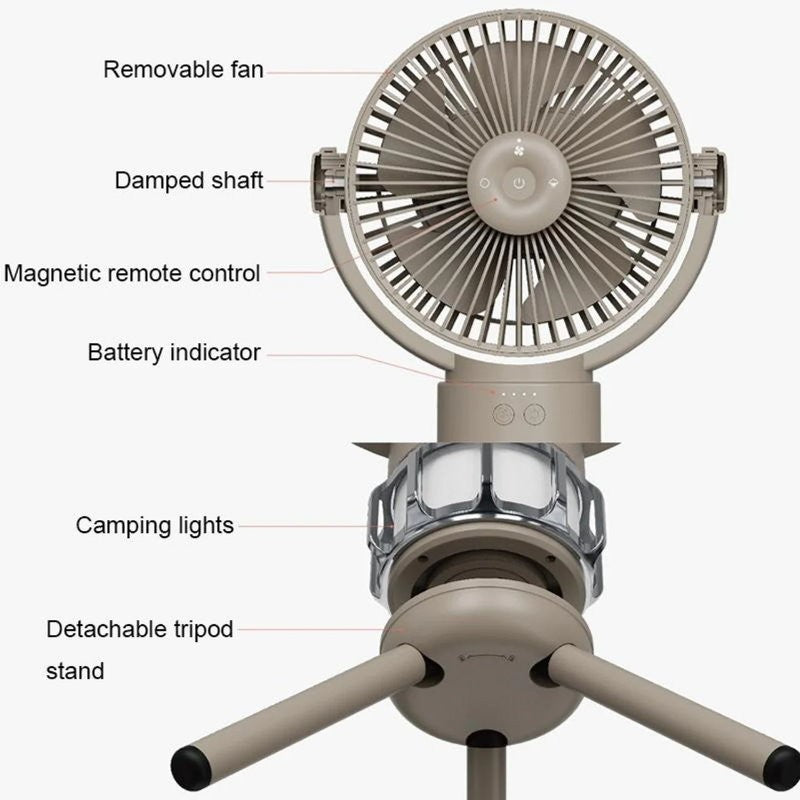 LittleDayz 3-in-1 Battery Powered Fan, LED Lantern & Power Bank Remote Control