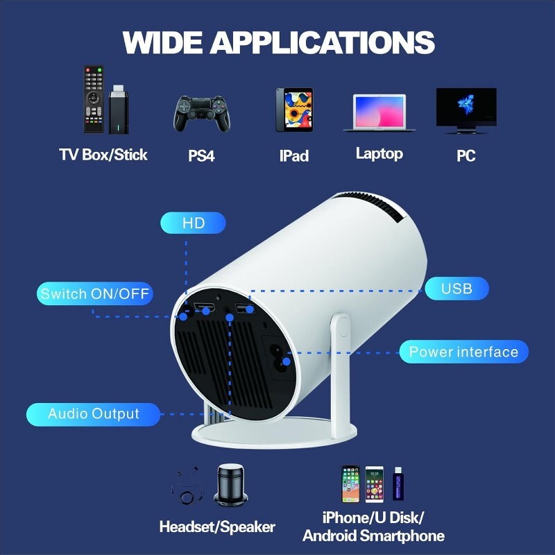Topleo Freestyle Portable Smart Projector Up to 130" Projection & 180° Rotation