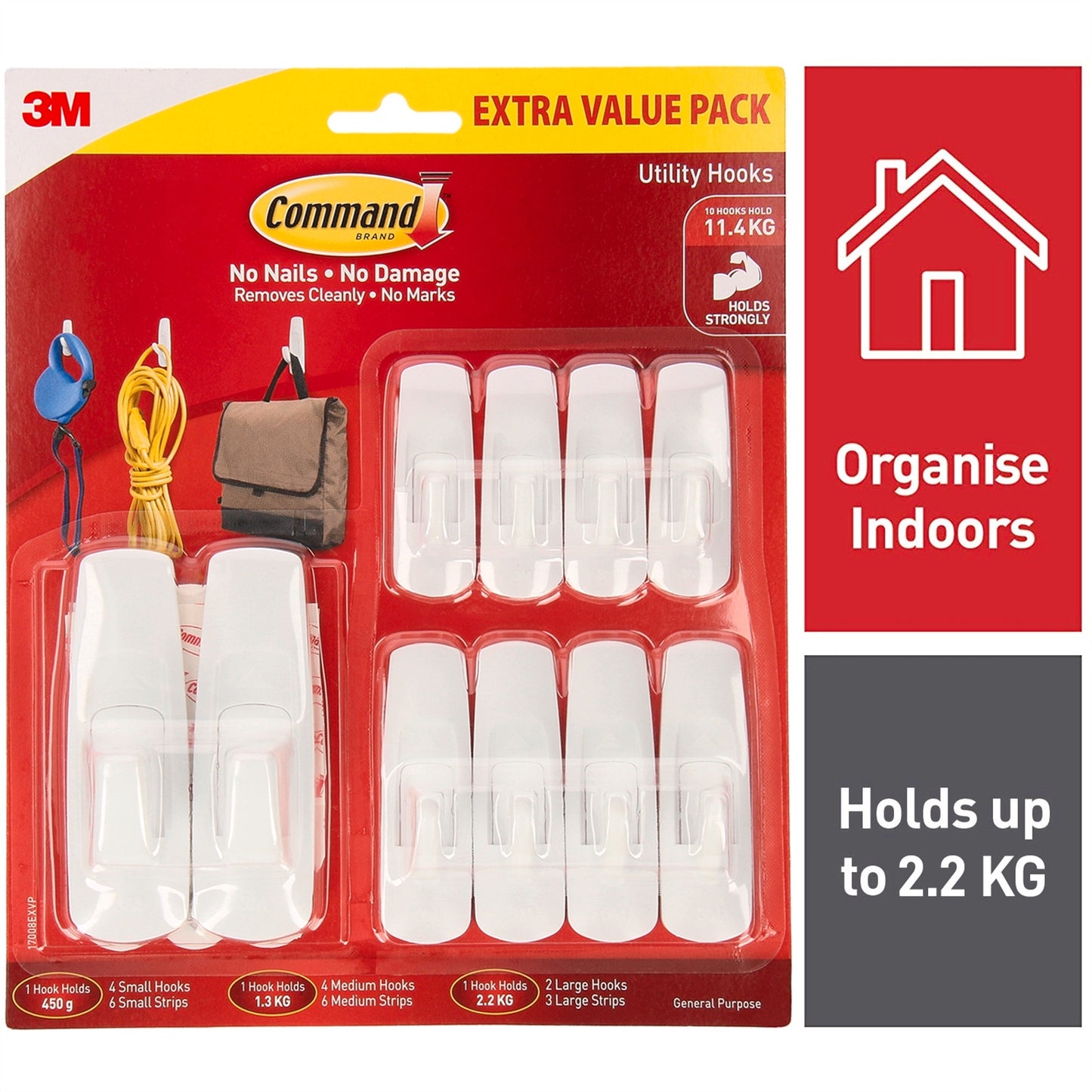 10x 3M Command Hook Value Pack Multi Use Adhesive Strips Various Removable Hooks