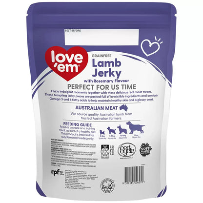 Love'em Lamb & Rosemary Jerky Dog Pet Training Food Treats Australian Made 1Kg