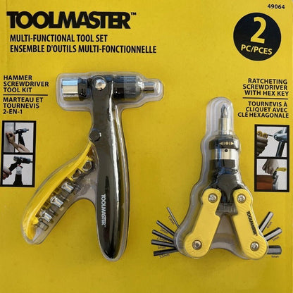 ToolMaster 2 Pieces Multi-Functional Tool Set - Hammer Screwdriver Ratcheting