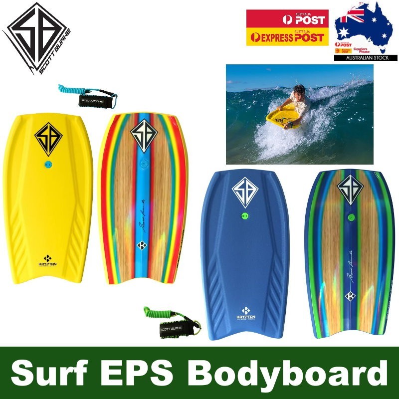 Scott Burke 42" Full Size Surf Krypton Bodyboard Boogie Board With PU Coil Leash