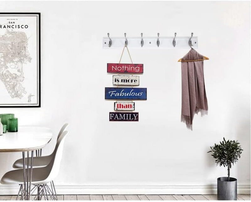 BirdRock Home 2-Pieces Hook Rails 27" Wall Mounted 6 Satin Nickel Hook Wall Rack