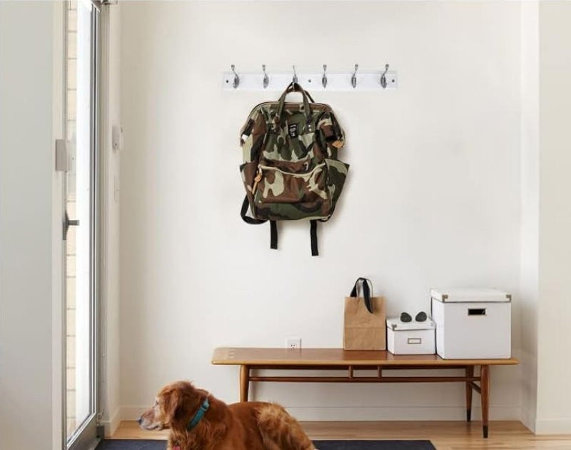 BirdRock Home 2-Pieces Hook Rails 27" Wall Mounted 6 Satin Nickel Hook Wall Rack