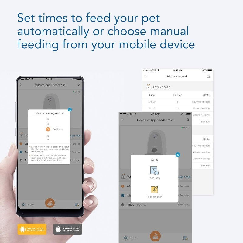 DOGNESS F05 App Smart Pet Dog/Cat Feeder Mini 2L with Microphone for Small Pets