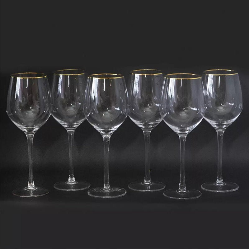Cristina Re Chiara Wine Glasses - 6 Piece Set, 24ct Gold Trimmed & Lead Free