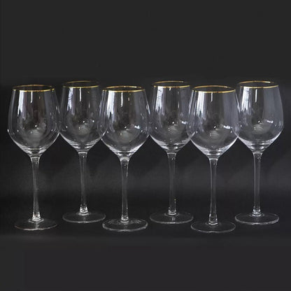 Cristina Re Chiara Wine Glasses - 6 Piece Set, 24ct Gold Trimmed & Lead Free