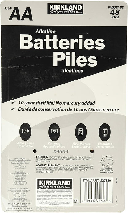 96 x Kirkland AA 1.5v Alkaline Remote Toy RC Battery Power Preserve Batteries