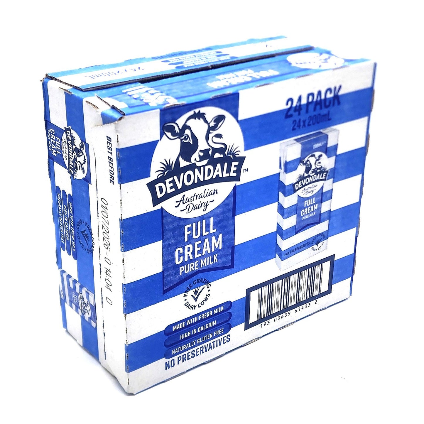 24 x 200ml Devondale 100% Pure Full Cream Kids Long Life Milk No Preservatives