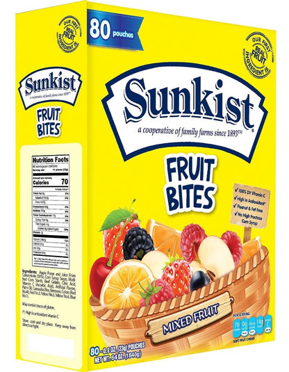 Sunkist 80-Pack Assorted Mixed Fruit Snacks Flavored Gummies (80 x 23g)