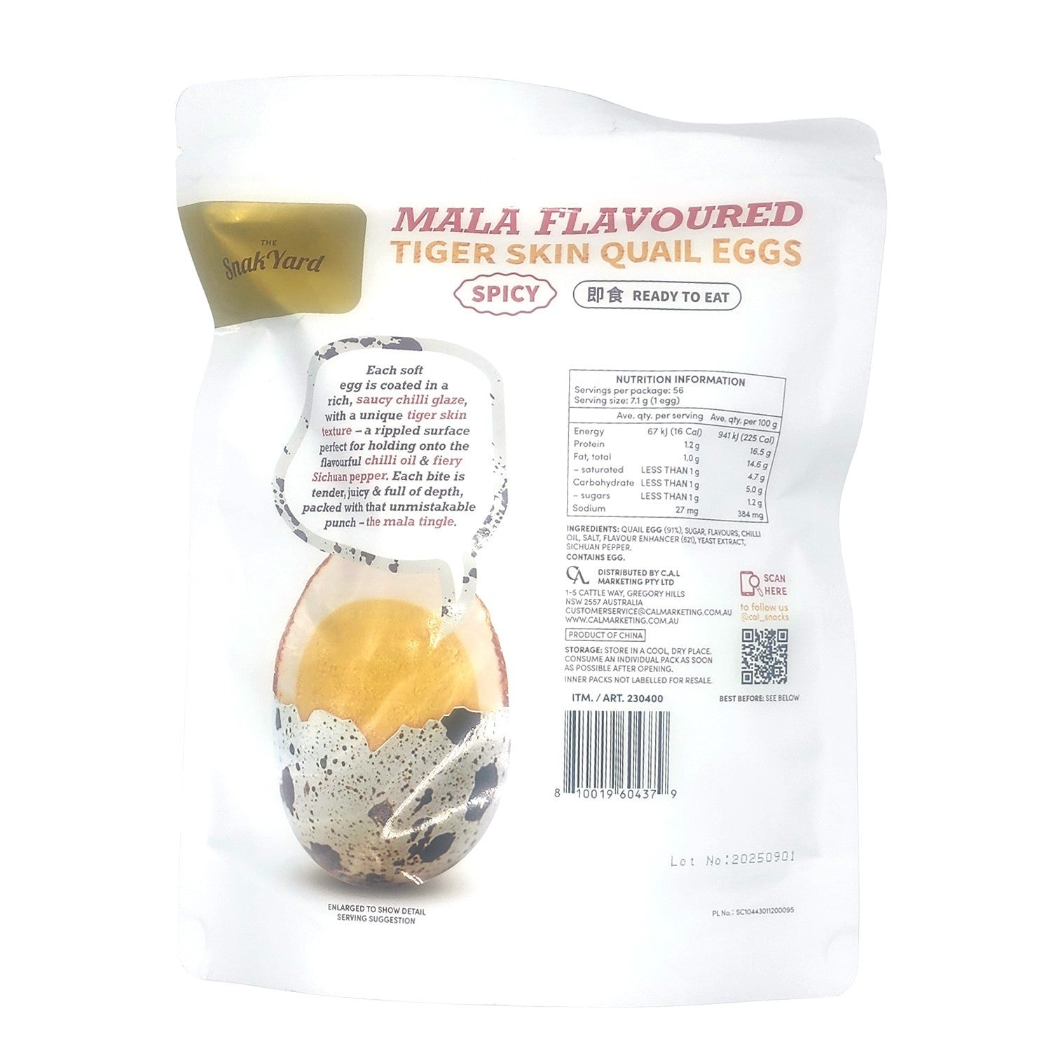 Mala Spicy Tiger Skin Quail Egg Snack Flavoured Ready To Eat Boiled 400g 56 pack