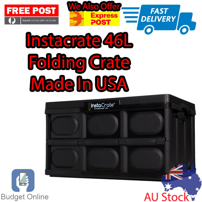 Instacrate Folding Collapsible Crate Box 46L 27KG Car Boot Storage Container USA