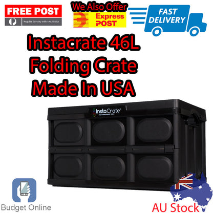 Instacrate Folding Collapsible Crate Box 46L 27KG Car Boot Storage Container USA
