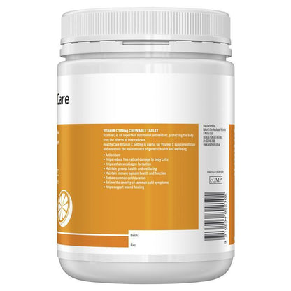 Healthy Care Australia Chewable Vitamin C 500mg 500 tablet Support immune system