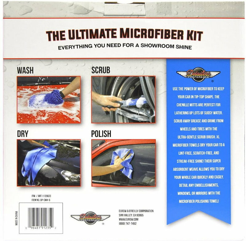 Detailer's Perference 6PC Professional Ultimate Microfiber Car Wash & Detail Kit