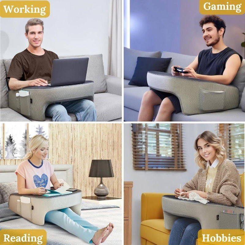 Casual Living Lap Desk Pillow Memory Foam Removable Knit Cover for Bed & Couch