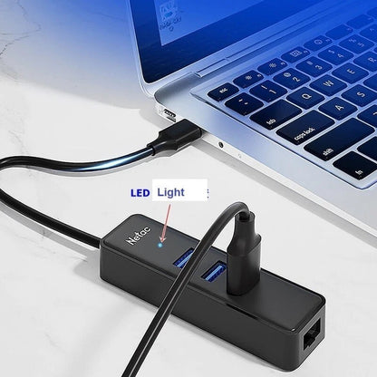 Netac 5-in-1 USB 3.0 Hub with 1000Mbps Gigabit RJ45 & Type-C Power Supply