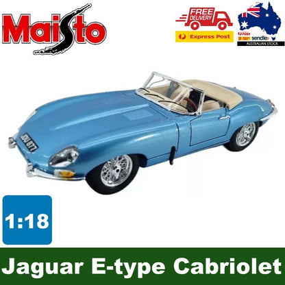 Maisto 1:18 Scale Special Edition Jaguar E-Type Cabriolet Die Cast Car Set Blue