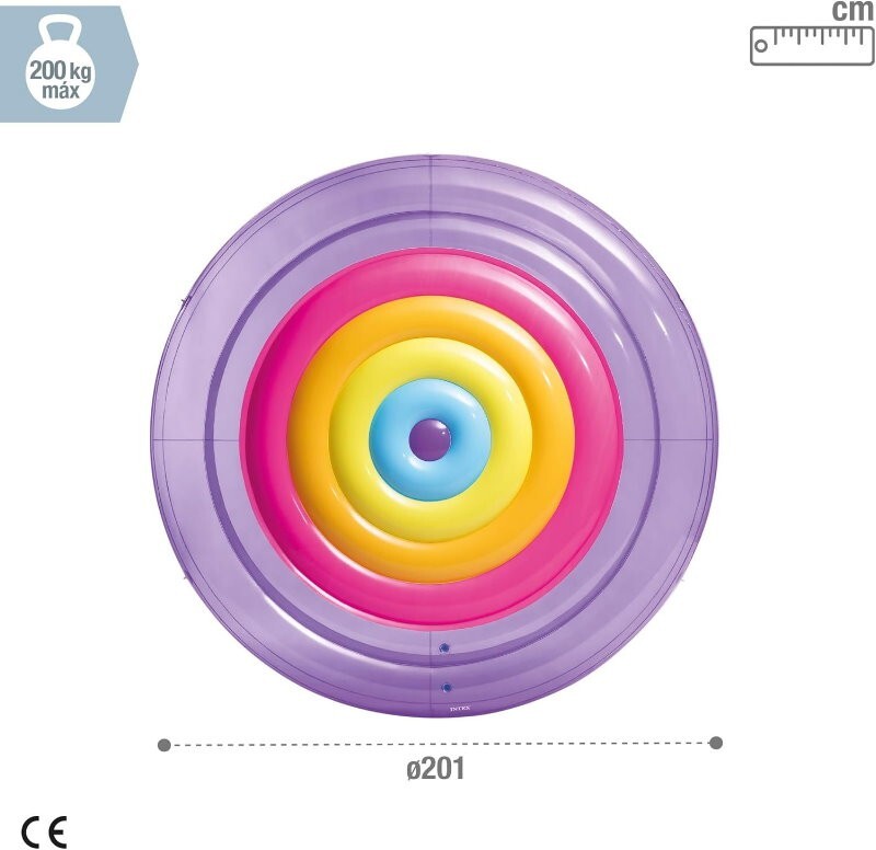 Intex Rainbow Fiesta Island Pool Float 201 x 24cm XL Inflatable Water Lounge